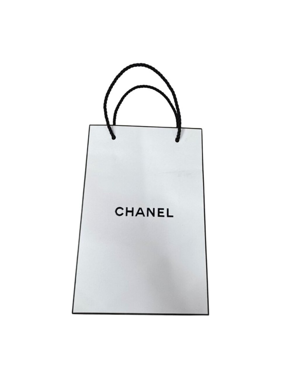 Chanel Small Shopping Bag Gift Tote Authentic Black Logo Twisted Rope Handles